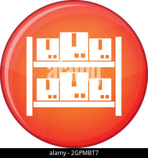 Storage of goods in warehouse icon, flat style Stock Vector