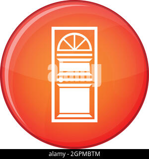 Door with an arched glass icon, flat style Stock Vector