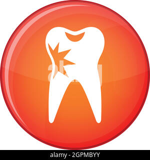 Cracked tooth icon, flat style Stock Vector