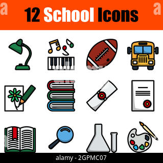 School Icon Set Stock Vector