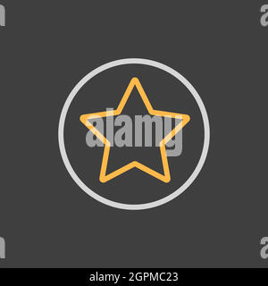 Add to favorites vector icon on dark background, star symbol Stock Vector