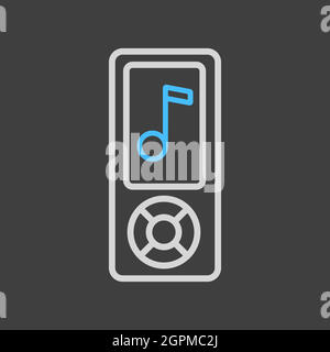 Mp3 player vector flat icon on dark background Stock Vector