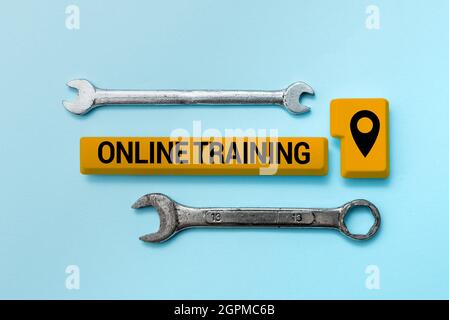 Conceptual display Online Training. Internet Concept Take the education program from the electronic means Typing Game Program Codes, Programming New Stock Photo
