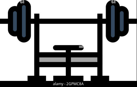 Icon Of Bench With Barbell Stock Vector