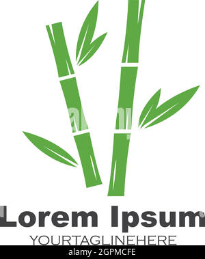 Bamboo with green leaf vector icon Stock Vector