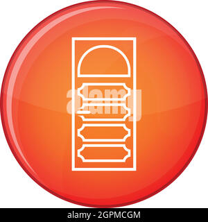 Wooden door with an arched glass icon, flat style Stock Vector