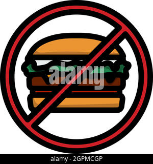 Icon Of Prohibited Hamburger Stock Vector