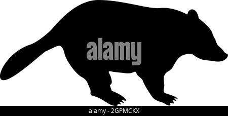 Silhouette badger animal wild meles taxus predatory mammal family kunihih carnivore black color vector illustration flat style image Stock Vector