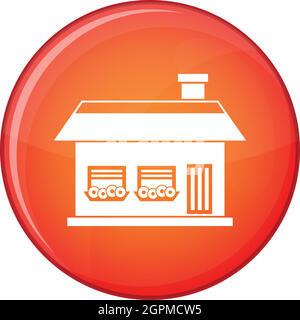 One storey house with two windows icon, flat style Stock Vector