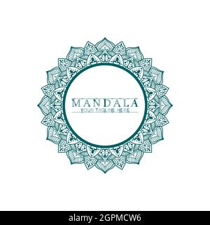Circle pattern petal Flower Mandala Vector logo template illustration. Colorful template for spiritual retreat or yoga studio,Ornamental business card Stock Vector
