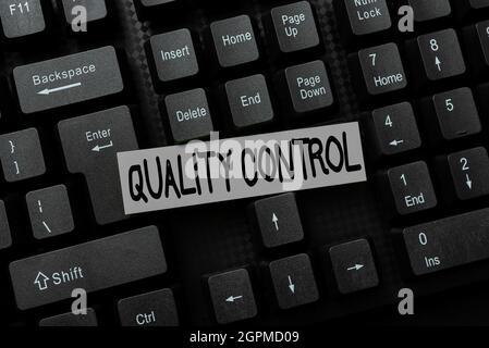 Sign displaying Quality Control. Business showcase insure that product or service sold due to standards Abstract Typing Product Documentations Stock Photo