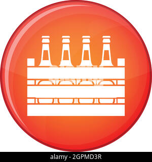 Beer wooden box icon, flat style Stock Vector