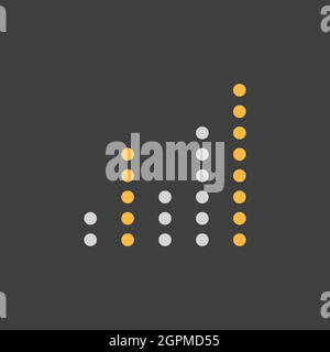 Equalizer, frequency with dots vector icon on dark background Stock Vector