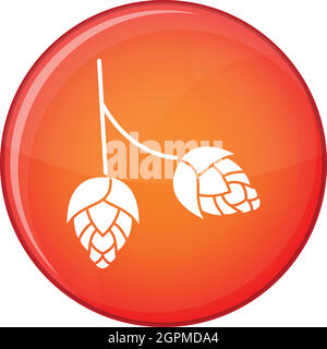 Branch of hops icon, flat style Stock Vector