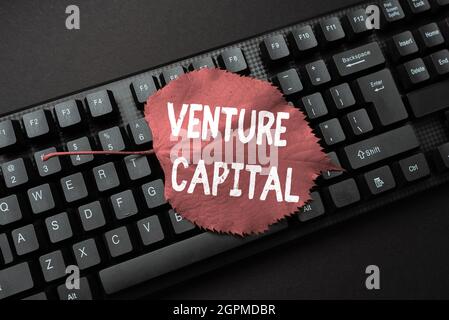 Conceptual display Venture Capital. Business concept capital invested in a project in which there is risk Converting Written Notes To Digital Data Stock Photo