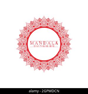 Circle pattern petal Flower Mandala Vector logo template illustration. Colorful template for spiritual retreat or yoga studio,Ornamental business card Stock Vector
