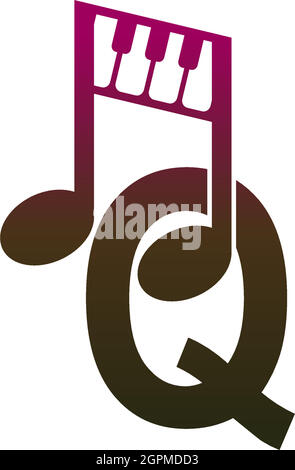 Letter Q logo icon with musical note design symbol template Stock Vector