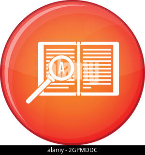 Magnifying glass over open book icon, flat style Stock Vector