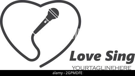 microphone icon logo of karaoke and musical vector illustration design Stock Vector