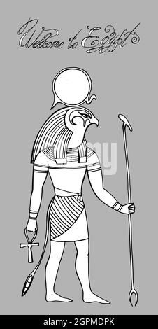 Series of vector graphic Egyptian illustrations. Egyptian gods. Stock Vector