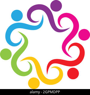 the character of community,network and social people logo Stock Vector