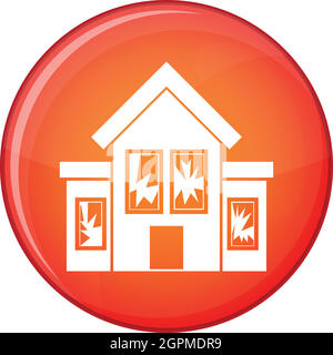 House with broken windows icon, flat style Stock Vector