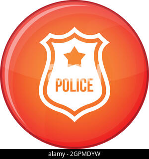 Police badge icon, flat style Stock Vector