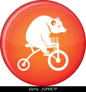 Bear on a bike icon, flat style Stock Vector