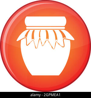 Jam in glass jar icon, flat style Stock Vector