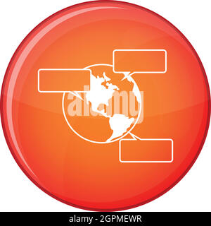 Globe and empty speech bubbles icon, flat style Stock Vector