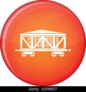 Train cargo wagon icon, flat style Stock Vector