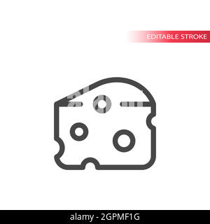 Slice of cheese with holes line vector icon Stock Vector