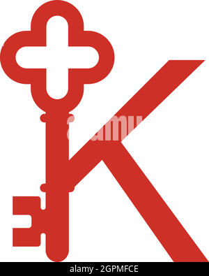 Letter K logo icon with key icon design symbol template Stock Vector
