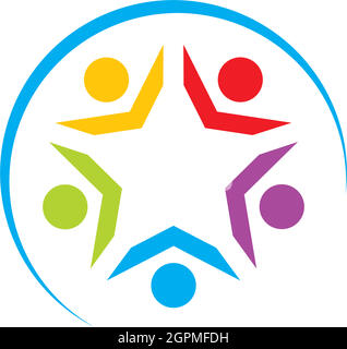 the character of community,network and social people logo Stock Vector