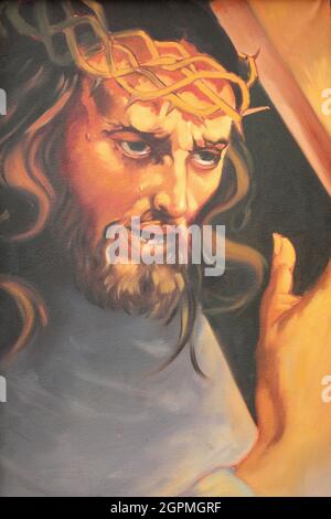 Peru Modern Religious Art - Jesus Crown Of Thorns Stock Photo