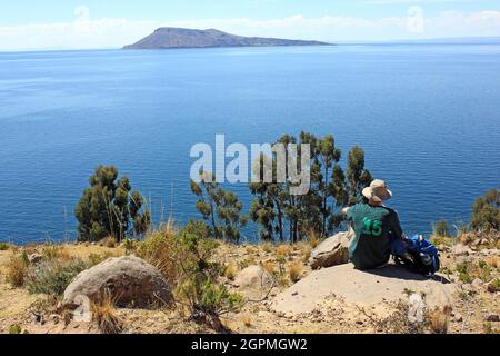 Tranquility on Taquile island, Lake Titicaca, Peru Stock Photo