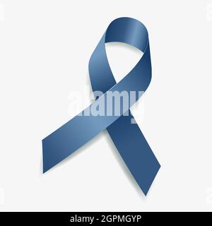 Blue jeans ribbon awareness Congenital and Genetic Diseases. Isolated on white background. Vector illustration. Stock Vector