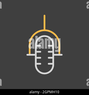 Retro microphone vector flat icon on dark background Stock Vector
