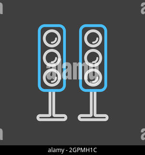 Sound system speakers vector icon on dark background Stock Vector