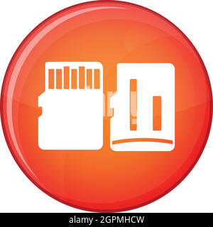Both sides of SD memory card icon, flat style Stock Vector