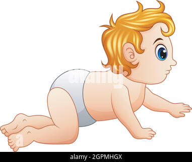 Cartoon little boy crawling Stock Vector