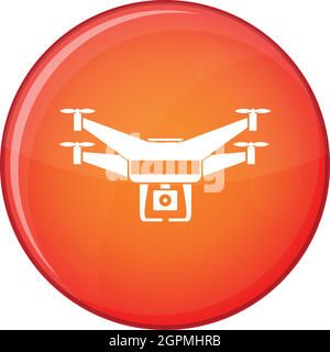 Drone video camera icon, flat style Stock Vector