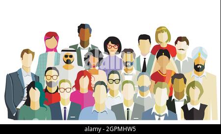 Group of people portrait, team group isolated - illustration Stock Vector