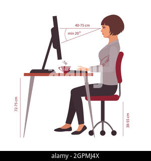 correct sitting position Stock Vector