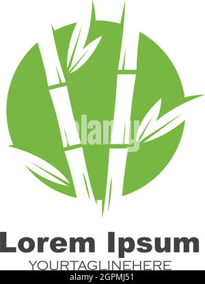 Bamboo with green leaf vector icon Stock Vector
