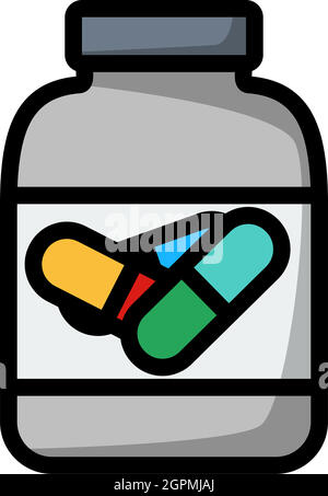 Icon Of Fitness Pills In Container Stock Vector