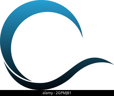 Wave icon logo simple design template vector Stock Vector