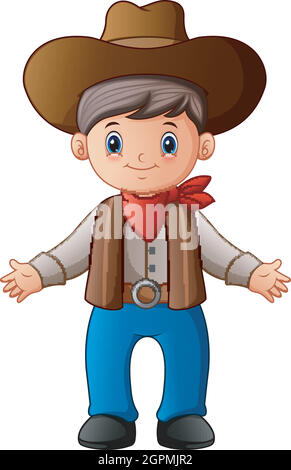 Vector illustration of Cute cartoon cowboy Stock Vector