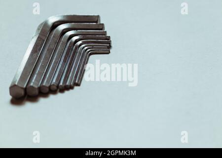 Set of hex keys close-up on a white background.  Stock Photo