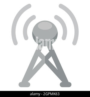 broadcast antenna flat icon isolated Stock Vector